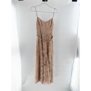 Sau Lee Embroidered Floral Sleeveless Belted Fit &Flare Midi Dress Blush Women 2